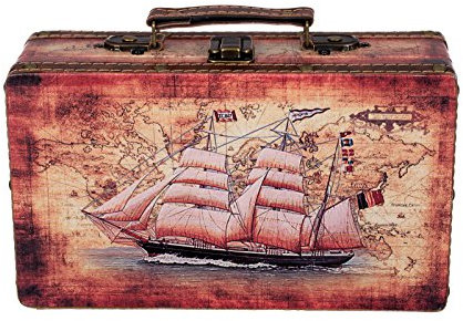 Birendy Baule scatola SJ 1280 valigetta, Set di Valigie, Cassapanca in legno rivestita in ecopelle con finitura in pelle di bufalo, tesoro, 26cm