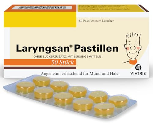 LARYNGSAN Pastillen, 50 St. - Hustenbonbons zur Linderung von Reizhusten, Halsschmerzen und Heiserkeit - Hustenstiller Kinder und Erwachsene – zuckerfrei