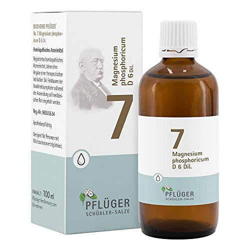 PFLÜGER Schüßler-Salz Nr. 7 Magnesium phosphoricum D6 Tropfen, 100 ml | Das Salz der Nerven und Muskeln, Schüssler Salze, glutenfrei, geeignet bei Lactoseintoleranz, Arzneimittel
