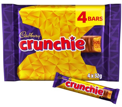 Cadbury Crunchie Milk Chocolate Bars, 4 x 32 g (Pack of 1)
