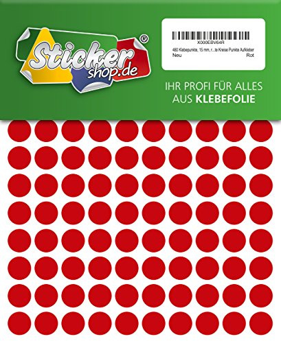 480 Klebepunkte, 15 mm, rot, aus PVC Folie, wetterfest, Markierungspunkte Kreise Punkte Aufkleber