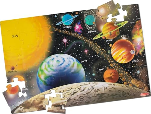 Melissa & Doug Solar System Floor Puzzle (48 pc) | 48 Wipe-Clean Pieces, 3x2 Feet Long, Solar System Space Scene, Floor Puzzle Play, Preschool Learning Toys for Kids, Ages 3+