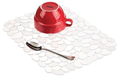 iDesign 60660 Pebblz Dish Anti-Slip Sink Draining Board Mat, Plastic, Clear, Large