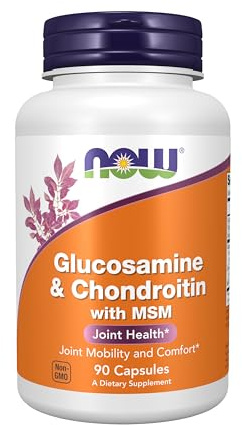 NOW Foods Supplements, Glucosamine & Chondroitin with MSM, Joint Health, Mobility and Comfort*, 90 Veg Capsules