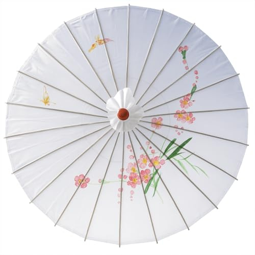 JapanBargain 2166, Asian Parasol Chinese Japanese Nylon Umbrella Parasol for Photography Cosplay Costumes Wedding Party Home Decoration Adult Size, 32 inch, White