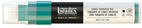 Liquitex 4610169 Professional Paint Marker, Acrylmarker mit hochpigmentierte Acrylfarbe auf Wasserbasis für den Innenbereich & Außenbereich, breite Spitze - Kobalttürkis Farbton