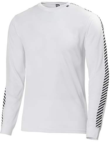Helly Hansen Mens Lifa Stripe HH Crew Base Layer Top, M, White