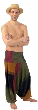 Pantaloni Sarouel unisex, elastici, teufer Mahabharat rosso Taglia unica