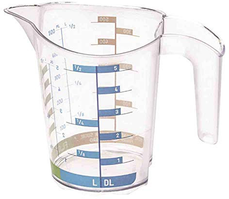 Rotho Domino Gobelet gradué de 0,5 l avec échelle, Plastique (PP) sans BPA, transparent, 0.5l (15.8 x 10.1 x 12.7 cm)