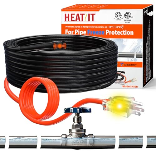 HEATIT Heating Cable - CSA & ETL Approved, Prevents Pipe Freeze, Keeps Water Flowing, Energy-Efficient, Reliable Performance, Hassle-Free, Durable Heat Tape for Water Pipes HISD 6ft, 7w/ft, 120V