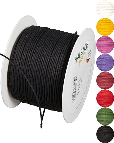 Halbach Papierdraht aus Recyclingpapier, 2 mm x 100 m, schwarz | Recycelte Papierkordel mit Drahtseele, Made in Germany geeignet für Floristik, Dekoration und kreative Bastelideen