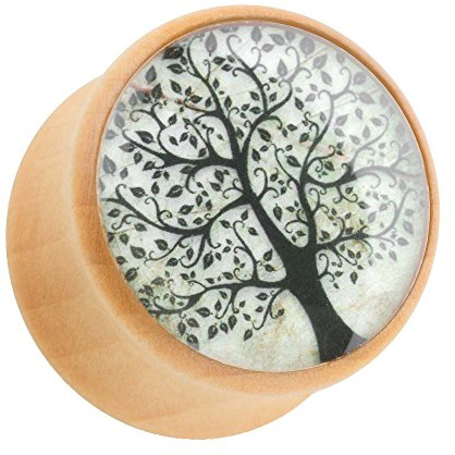 Piercingfaktor Ohr Plug Flesh Tunnel Piercing Ohrpiercing Holz Braun mit Orient Mandala Blume