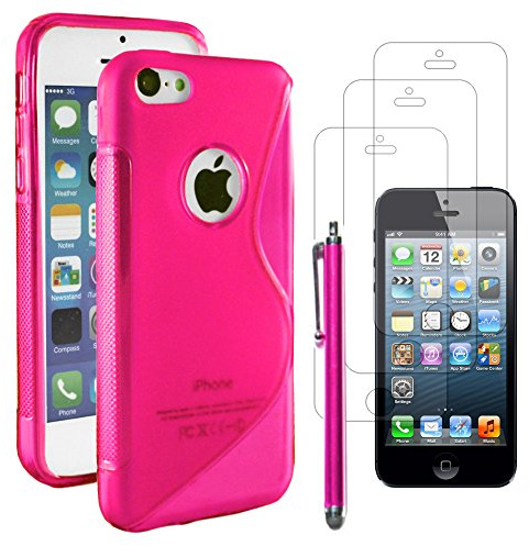 ebestStar - Coque Compatible avec iPhone SE 5S 5 Apple Etui Housse Silicone Gel TPU Souple Motif S-Line + Stylet + 3 Films d'écran, Rose [Appareil: 123.8 x 58.6 x 7.6mm, 4.0'']