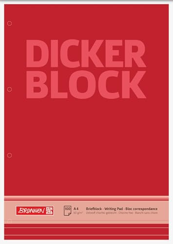 Brunnen 1052787 Briefblock/Schreibblock/Der dicke Block (A4, liniert, 100 Blatt, 60g/m², 4-fach gelocht)