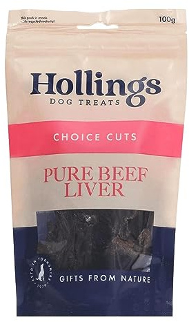 Hollings Liver Dog Treats, Tasty Air Dried Treats for Adult Dogs, Made with 100% Natural Ingredients (100g)