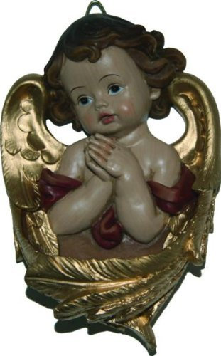 Weihwasserkessel Engelskopf, Höhe 12cm, handbemalen