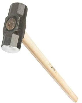 URREA Vorschlaghammer – 3,6 kg Stahlkopfbohrhammer mit geschmiedetem Schlagkopf und Hickory-Holzgriff – 1437G, Silber, Beige