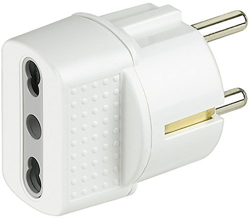 BTicino S3625DE Adattatore con Spina Tedesca e Presa Bipasso, Bianco