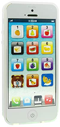 Cooplay White Smart Phone Toy Music Lullaby YPhone Song Touch Screen USB Recharable Cell Phone Learning English Mobile for Toddler Child Christmas