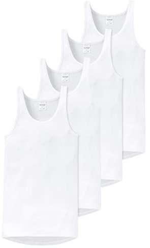 Schiesser Undertröja för män, 2-pack, original, finribbad, Vit, XXL