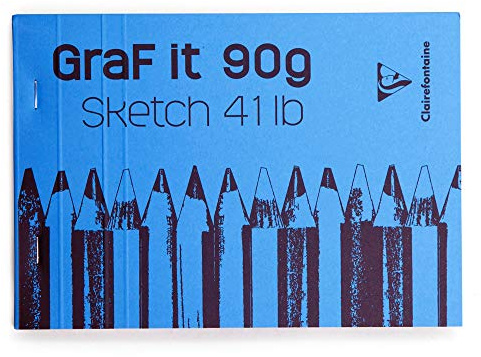 Clairefontaine 96621C Blocco Punto Metallico GraF'it - 80 Fogli Carta da Disegno per Schizzi Uni - Fogli staccabili - A5 14,8x21 cm 90g - Copertina colori casuali