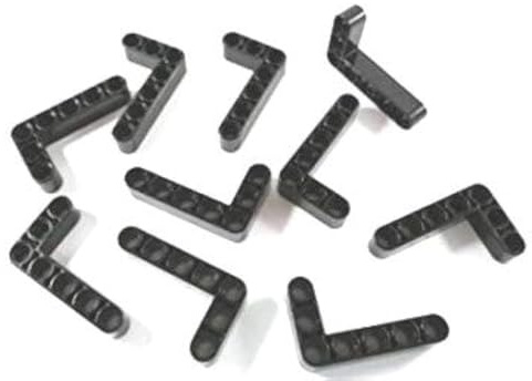 10 Stück LEGO TECHNIC Liftarm 3x5 Noppen L-Form in Schwarz.