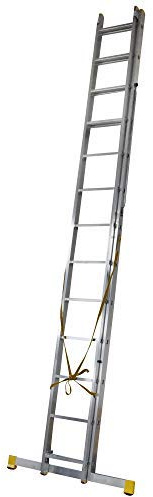 Trade Master Pro® 2 Section Extension Ladder | Auto Locking Clips | Aluminium | Anti Slip Stabiliser bar | 150kg Weight Rating | EN131 Pro Certified | Size: 6.82m