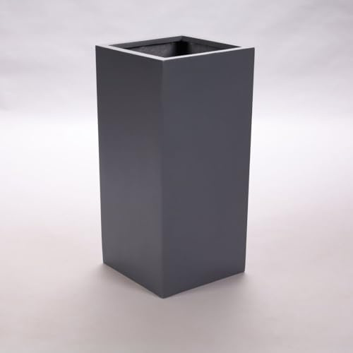 Pflanzkübel Fiberglas säule 38x38x80cm anthrazit metallic