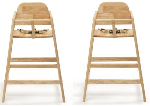 Safetots Zweierpack Einfach Stapelbarer Holzhochstühle, Natur, Hochstühle für Baby und Kleinkind, Stilvoll und Praktisch, Babyhochstühle für Zuhause oder Platzsparende Hochstühle für Restaurants