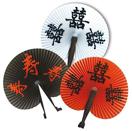 P'TIT Clown - 62425 - Eventail Pliable - Accessoire de Déguisement - Nouvel an Chinois, Japon, Asie - pour Carnaval, Fêtes à Thèmes, Cosplay, Manga - Couleur aléatoire, Vendu à l'unité - Ø 23 cm