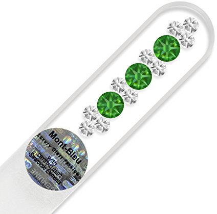 Mont Bleu Mini-Glasnagelfeile von Hand dekoriert mit Swarovski Elements, geliefert in einer Hülle aus schwarzem Samt |- Echtem gehärteten Glas aus Tschechien