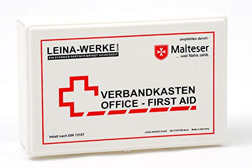 LEINA-WERKE REF 20006 Betriebsverbandkasten Office, Inhalt DIN 13157, weiß