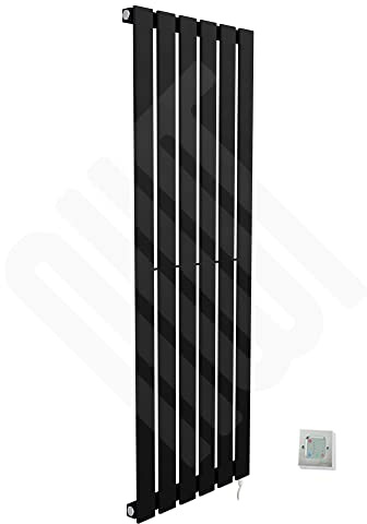Corwen Black Electric Vertical Radiators - PRE FILLED - 440mm (w) x 1250mm (h) Corwen Black - 600W