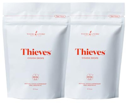 Young Living Thieves Menthol Cough Drops | Sugar Free Honey & Propolis Throat Drops for Adults | Essential Oil Infused Throat Comfort | 30 Ct, Pack of 2