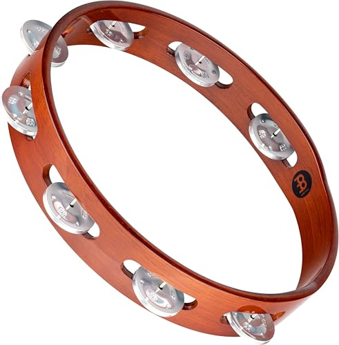 Meinl Hand Tambourine TA1A-AB, African Brown #AB | Tamburin mit 1 Reihe Jingles, Durchmesser 10 Zoll, Holz und Aluminium