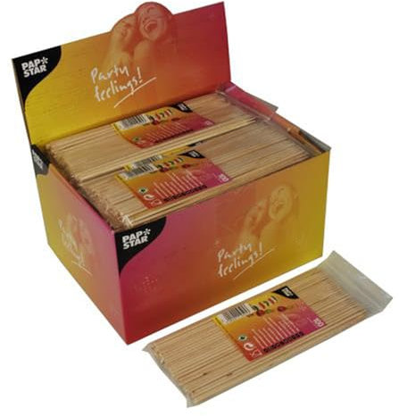 Papstar | 100 Stecconi per Kebab, Materiale Legno, Dimensioni Ø 3 mm x 20 cm, 100 Stecconi x 24 Confezioni