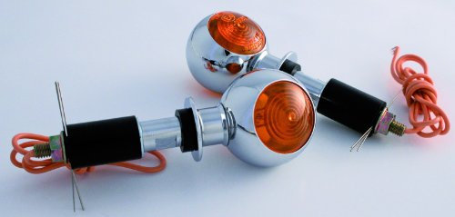 SHIN YO Motorrad Blinker E geprüft Lenkerendenblinkerpaar Bull's Eye 12V/H21 Metall chrom, Unisex, Multipurpose, Ganzjährig