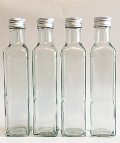 36 leere GlasflaschenMara 250ml incl. Schraubverschluss Silber Saftflasche Likörflaschen Schnapsflaschen Ölflaschen Flaschen Wasserflasche aus Glas zum selbst befüllen