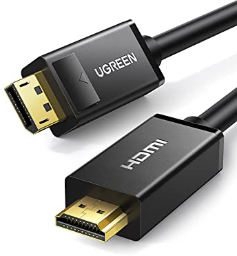 UGREEN Cavo DisplayPort HDMI 4K Ultra HD, Adattatore DP to HDMI Cable per PC, HDTV, Proiettore, Monitor, Occhiali VR, Schede Grafiche, Schede di Interfaccia, Media Center, ecc. (2M)