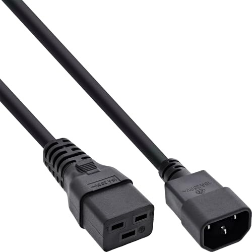 InLine 16659G adapterkabel – IEC 320 EN 60320 °C14 till C19, 3 x 1,5 mm² 10 m, max. 10 A 2 m Svart