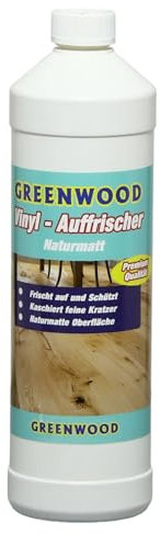 Greenwood - Vinyl Boden Auffrischer NATURMATT - Grundschutz & Vollpflege Auffrischer für die Pflege und Schutz von Vinyl Böden- Kaschiert Kratzer - Auch für PVC, CV Böden bestens geeignet. 1lt