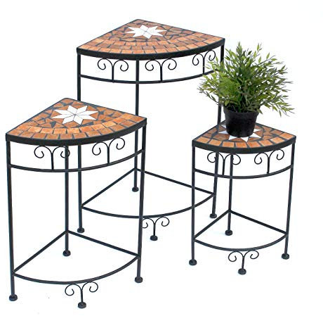 DanDiBo Tabouret Porte-Fleurs Merano Mosaïque 3er Set 12013 Porte Fleurs 42, 52 et 62cm Etagère d'angle