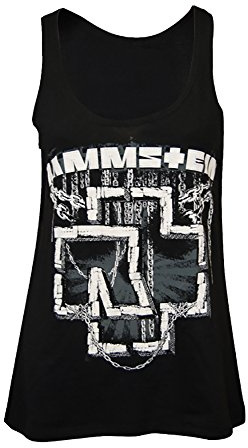Rammstein Damen Frauen Träger Top In Ketten Offizielles Band Merchandise Fan Shirt schwarz mit mehrfarbigem Front Print
