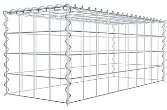 GABIONA Cesta de piedra de gavión rectangular, malla de 10 x 10 cm, profundidad de 40 cm, cesta de cultivo tipo 3, cierre de espiral, galvanizado (100 x 40 x 40 cm)