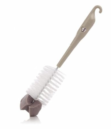 Jané Goupillon brosse avec éponge double usage, pour hygiène des biberons, petites bouteilles et tétines