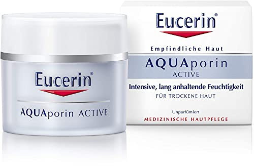 Eucerin AQUAporin Active Crema Pelle Secca 50 ml, Crema idratante viso per un nutrimento fino a 24 ore, Formula per giorno e notte arricchita con Glucoglicerolo adatta per pelle secca e sensibile