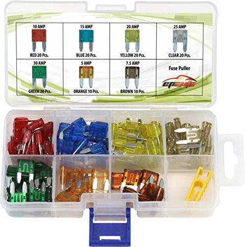 EPAuto 120-Piece Mini Blade Fuse Set – Assorted Automotive Fuses 5A/7.5A/10A/15A/20A/25A/30A – Car, Truck, SUV, RV, Boat – Universal 12V/24V Fuse Assortment Kit