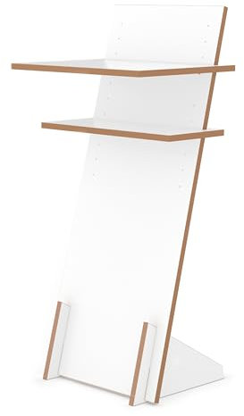 Tojo Pult | Stehpult höhenverstellbar | Auch als Sitzpult geeignet | 120 cm x 50 cm (H x B) | Farbe Weiß | Schreibpult mit verstellbaren Fächern | Holzpult zu Lesen und Schreiben | Design Pult