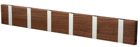 LoCa Garderobe Knax 6 Walnuss geölt (Haken klappbar Alu) Garderoben-Leiste Kleiderhaken Flur modern Garderobenpaneel