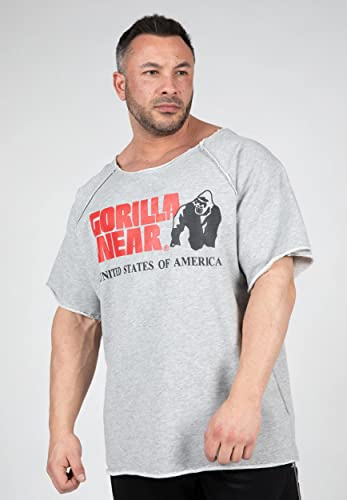 Gorilla Wear Classic Work Out Top - Navy - Bodybuilding und Fitness Bekleidung Herren mit Logo Aufdruck für maximale Bewegungsfreiheit aus Baumwolle und Polyester